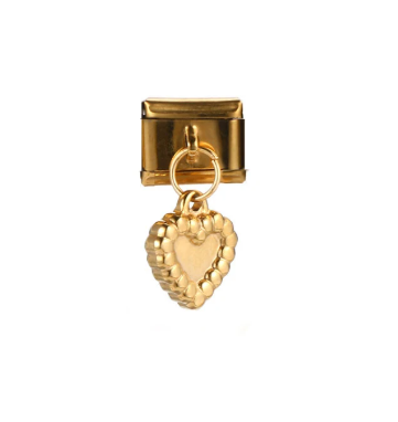 Corazón Dorado Colgante con Bordes de burbujas