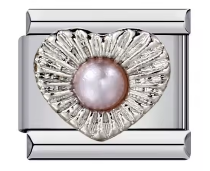 Corazón textura con Perla Rosa claro