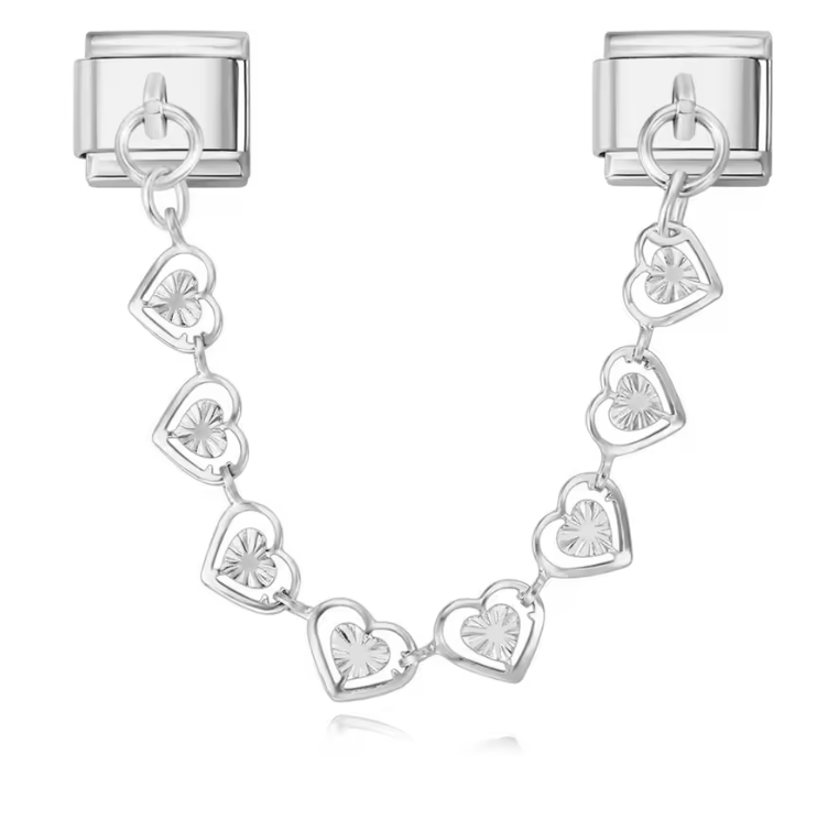 Enlace Corazones silueta y textura Plateados