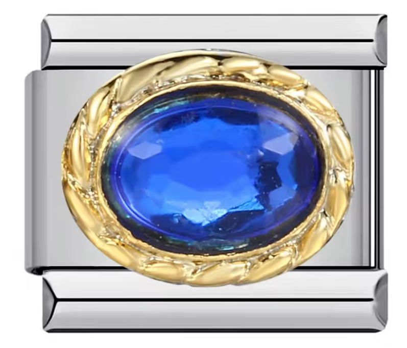 Gema Azul Oscuro con borde en Oro