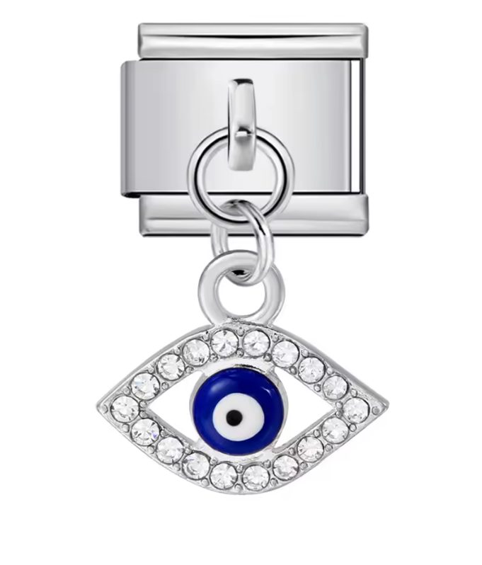 Ojo Turco con brillo Plata Colgante