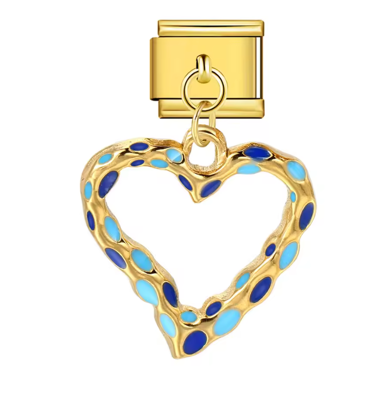 Corazón Azul Colgante Dorado