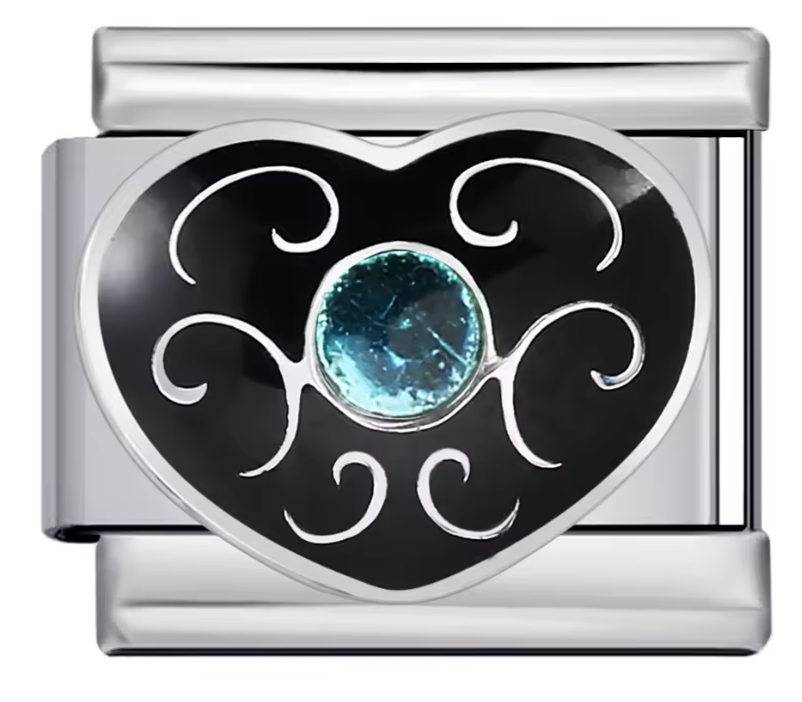 Corazón Negro con Brillo Azul