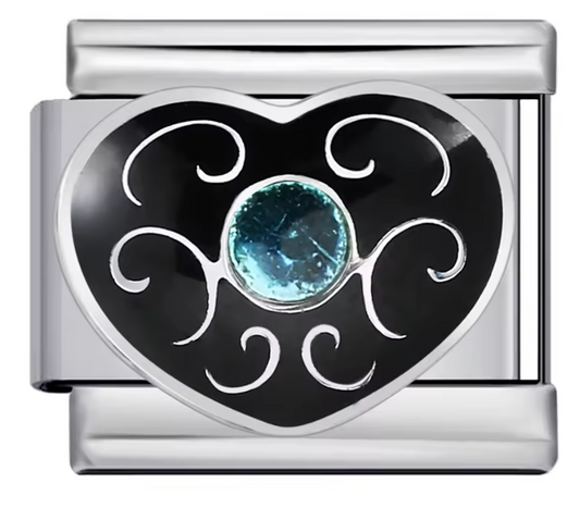 Corazón Negro con Brillo Azul