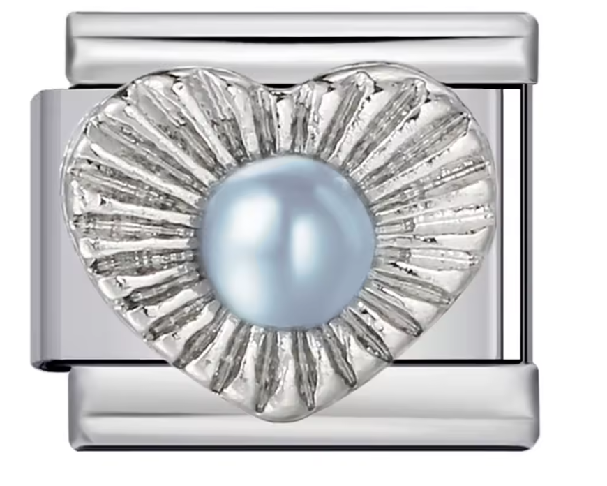 Corazón textura con Perla Azul claro