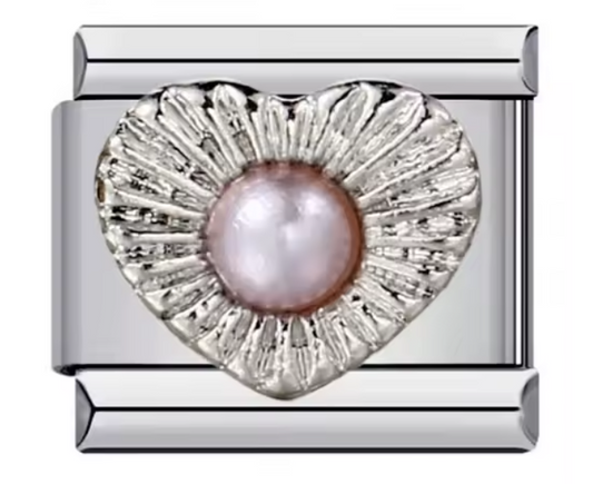 Corazón textura con Perla Rosa claro