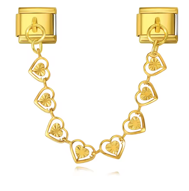Enlace Corazones silueta y textura Dorados