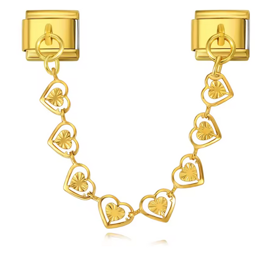 Enlace Corazones silueta y textura Dorados