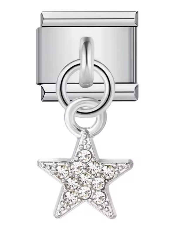Estrella con Brillos plateada Colgante