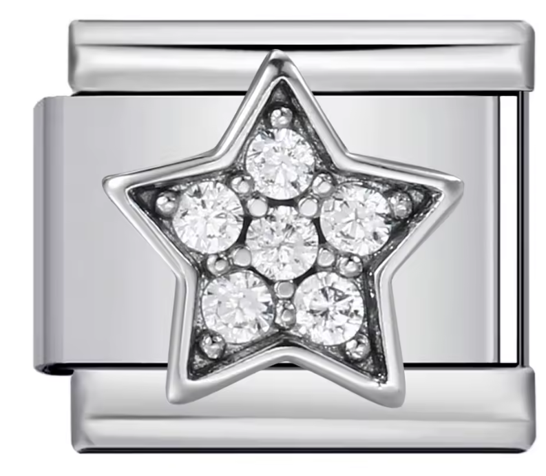 Estrella con brillos Plateada