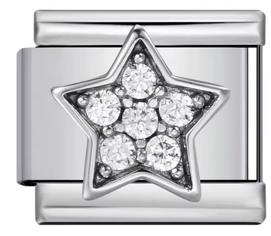 Estrella con brillos Plateada