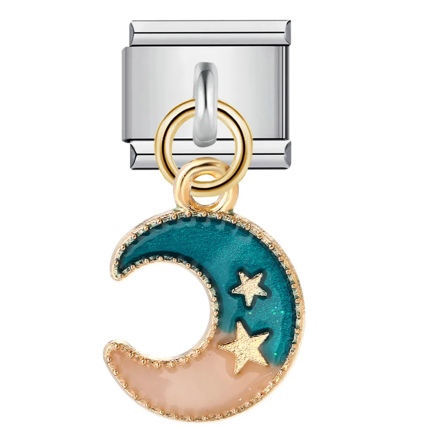 Luna Azul y Rosa con Estrellas