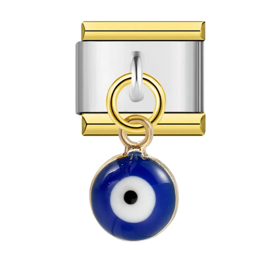 Ojo Turco Plateado con bordes Dorados