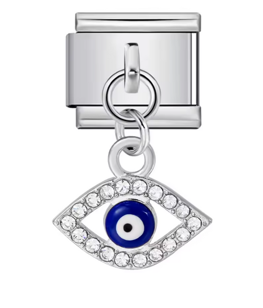 Ojo Turco con brillo Plata Colgante