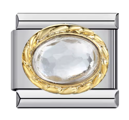 Piedra brillante con borde en Oro y brillos