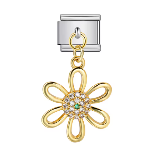 Silueta Flor Dorada-Plateada Colgante