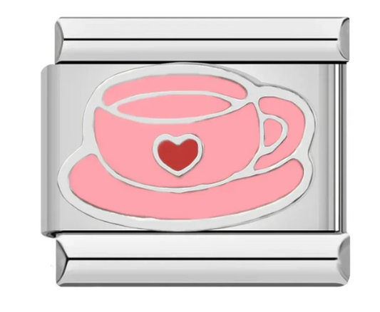 Taza rosa con corazon